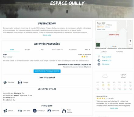 Page structure loisirs et sensations